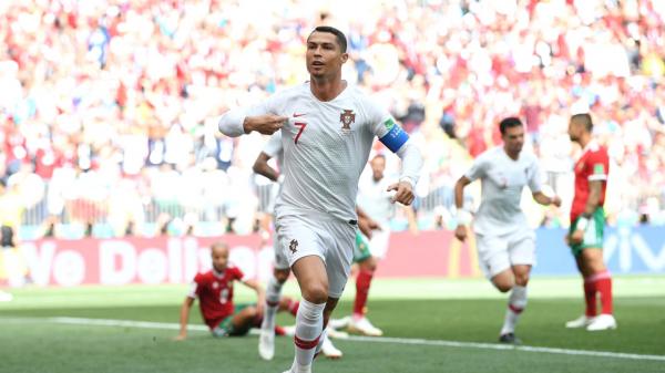 Cristiano Ronaldo comemora gol contra o Marrocos