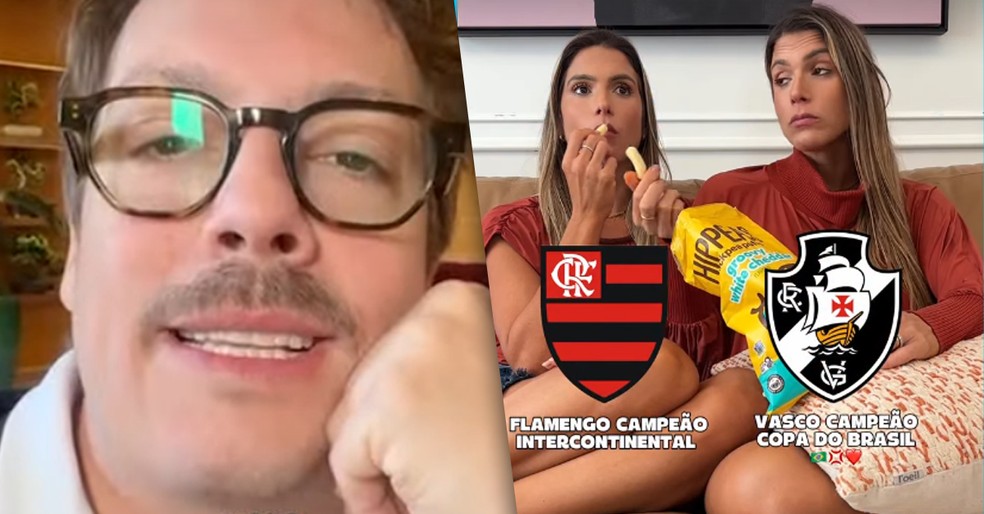 Fábio Porchat e Bia e Branca Feres mostram torcida para jogo do Vasco x Corinthians &mdash; Foto: Instagram